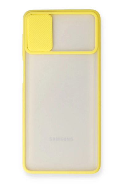 Newface Samsung Galaxy M51 Kılıf Palm Buzlu Kamera Sürgülü Silikon - Sarı resmi