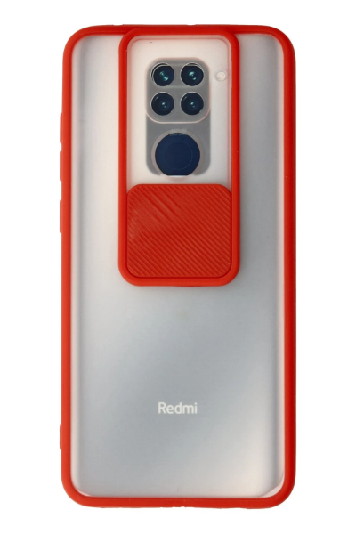 Newface Xiaomi Redmi Note 9 Kılıf Palm Buzlu Kamera Sürgülü Silikon - Kırmızı resmi