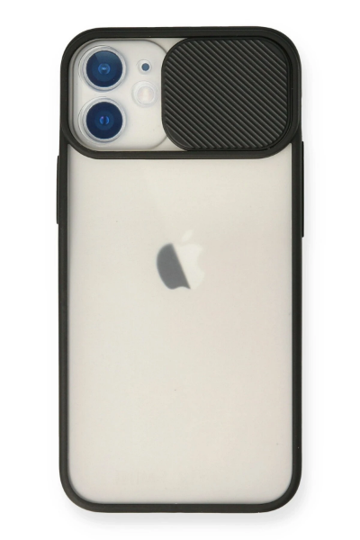 Newface iPhone 11 Kılıf Palm Buzlu Kamera Sürgülü Silikon - Siyah resmi