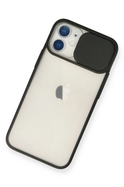 Newface iPhone 11 Kılıf Palm Buzlu Kamera Sürgülü Silikon - Siyah resmi