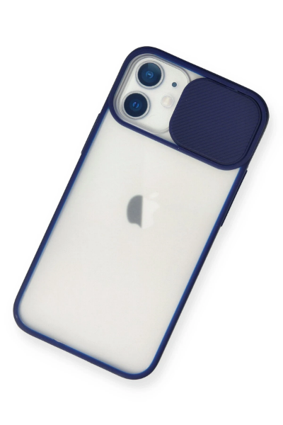 Newface iPhone 11 Kılıf Palm Buzlu Kamera Sürgülü Silikon - Lacivert resmi