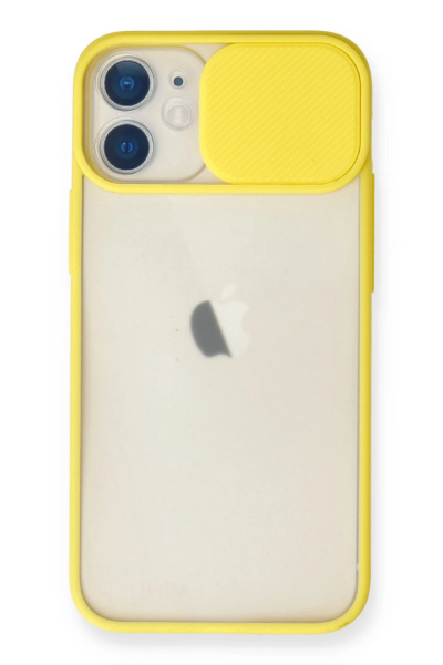 Newface iPhone 11 Kılıf Palm Buzlu Kamera Sürgülü Silikon - Sarı resmi