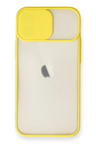 Newface iPhone 11 Kılıf Palm Buzlu Kamera Sürgülü Silikon - Sarı resmi