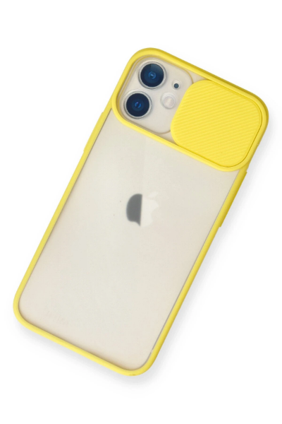 Newface iPhone 11 Kılıf Palm Buzlu Kamera Sürgülü Silikon - Sarı resmi
