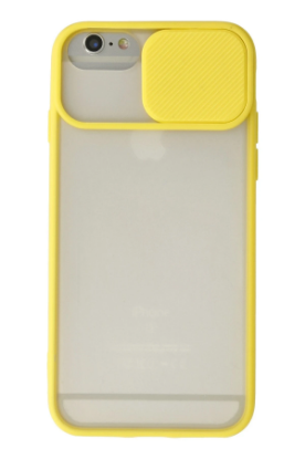 Newface iPhone 6 Plus Kılıf Palm Buzlu Kamera Sürgülü Silikon - Sarı resmi