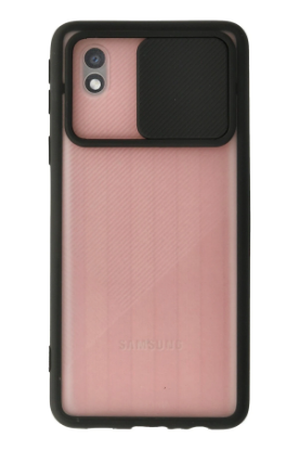 Newface Samsung Galaxy A01 Core Kılıf Palm Buzlu Kamera Sürgülü Silikon - Siyah resmi