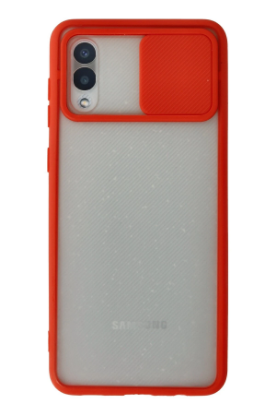 Newface Samsung Galaxy A02 Kılıf Palm Buzlu Kamera Sürgülü Silikon - Kırmızı resmi