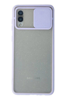 Newface Samsung Galaxy A02 Kılıf Palm Buzlu Kamera Sürgülü Silikon - Lila resmi