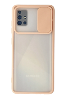 Newface Samsung Galaxy A71 Kılıf Palm Buzlu Kamera Sürgülü Silikon - Pembe resmi