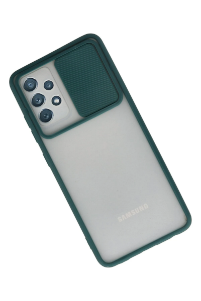Newface Samsung Galaxy A72 Kılıf Palm Buzlu Kamera Sürgülü Silikon - Yeşil resmi