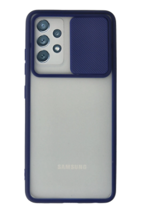 Newface Samsung Galaxy A72 Kılıf Palm Buzlu Kamera Sürgülü Silikon - Lacivert resmi