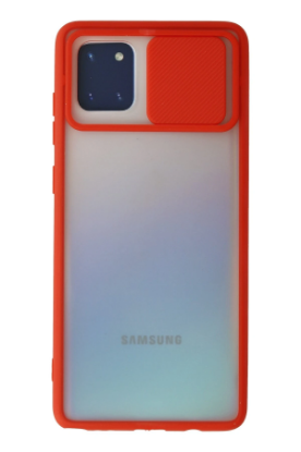 Newface Samsung Galaxy A81 / Note 10 Lite Kılıf Palm Buzlu Kamera Sürgülü Silikon - Kırmızı resmi