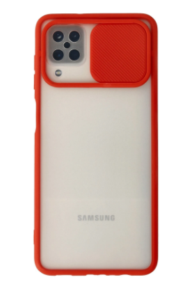 Newface Samsung Galaxy A12 Kılıf Palm Buzlu Kamera Sürgülü Silikon - Kırmızı resmi