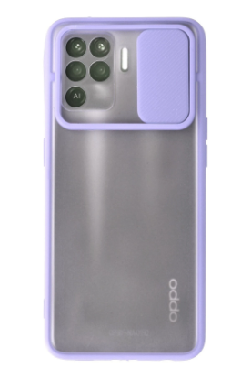 Newface Oppo Reno 5 Lite Kılıf Palm Buzlu Kamera Sürgülü Silikon - Lila resmi