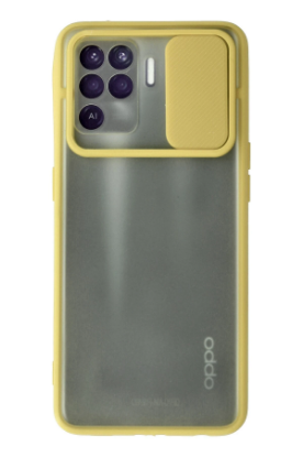 Newface Oppo Reno 5 Lite Kılıf Palm Buzlu Kamera Sürgülü Silikon - Sarı resmi