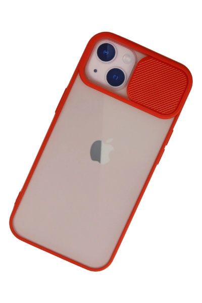 Newface iPhone 13 Kılıf Palm Buzlu Kamera Sürgülü Silikon - Kırmızı resmi