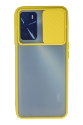 Newface Oppo A16 Kılıf Palm Buzlu Kamera Sürgülü Silikon - Sarı resmi