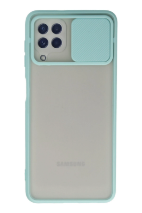 Newface Samsung Galaxy A22 Kılıf Palm Buzlu Kamera Sürgülü Silikon - Turkuaz resmi