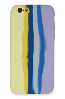 Newface iPhone 6 Kılıf Ebruli Lansman Silikon - Sarı-Lila resmi