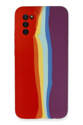 Newface Samsung Galaxy A03S Kılıf Ebruli Lansman Silikon - Kırmızı-Mor resmi
