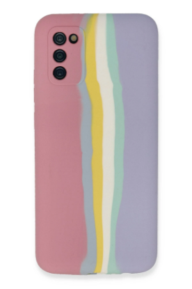 Newface Samsung Galaxy A03S Kılıf Ebruli Lansman Silikon - Pembe-Lila resmi