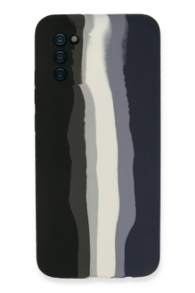 Newface Samsung Galaxy A03S Kılıf Ebruli Lansman Silikon - Siyah-Lacivert resmi