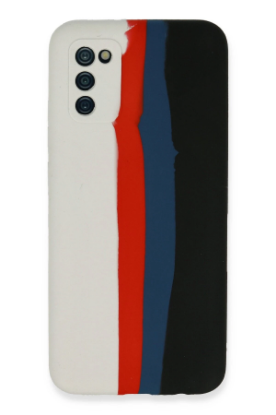 Newface Samsung Galaxy A03S Kılıf Ebruli Lansman Silikon - Beyaz-Siyah resmi