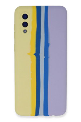 Newface Samsung Galaxy A02 Kılıf Ebruli Lansman Silikon - Sarı-Lila resmi
