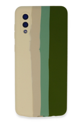 Newface Samsung Galaxy A02 Kılıf Ebruli Lansman Silikon - Beyaz-Yeşil resmi