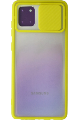 Newface Samsung Galaxy A81 / Note 10 Lite Kılıf Palm Buzlu Kamera Sürgülü Silikon - Sarı resmi