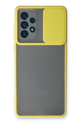 Newface Samsung Galaxy A53 5G Kılıf Palm Buzlu Kamera Sürgülü Silikon - Sarı resmi