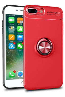 Newface iPhone 7 Plus Kılıf Range Yüzüklü Silikon - Kırmızı resmi