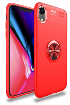 Newface iPhone XR Kılıf Range Yüzüklü Silikon - Kırmızı resmi