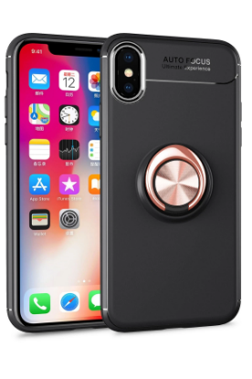 Newface iPhone XS Kılıf Range Yüzüklü Silikon - Siyah-Gold resmi