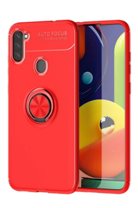 Newface Samsung Galaxy A11 Kılıf Range Yüzüklü Silikon - Kırmızı resmi