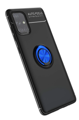 Newface Samsung Galaxy A71 Kılıf Range Yüzüklü Silikon - Siyah-Mavi resmi