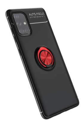 Newface Samsung Galaxy A71 Kılıf Range Yüzüklü Silikon - Siyah-Kırmızı resmi