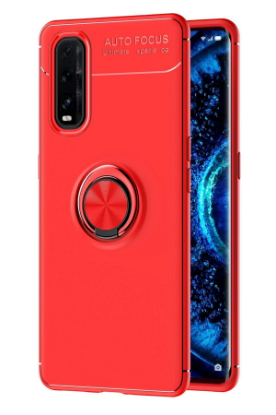 Newface Oppo Find X2 Kılıf Range Yüzüklü Silikon - Kırmızı resmi