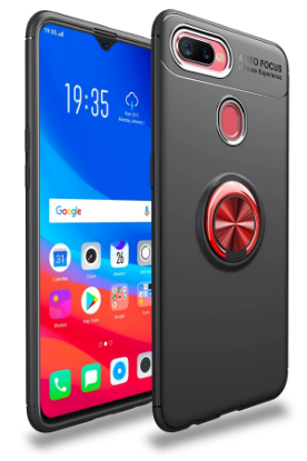 Newface Oppo A12 Kılıf Range Yüzüklü Silikon - Siyah-Kırmızı resmi