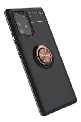 Newface Samsung Galaxy A91 / S10 Lite Kılıf Range Yüzüklü Silikon - Siyah-Gold resmi