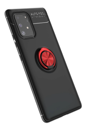 Newface Samsung Galaxy A91 / S10 Lite Kılıf Range Yüzüklü Silikon - Siyah-Kırmızı resmi