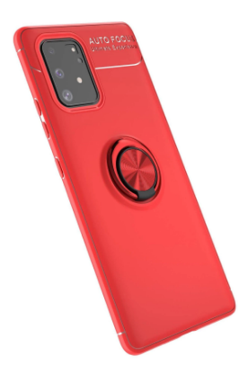 Newface Samsung Galaxy A91 / S10 Lite Kılıf Range Yüzüklü Silikon - Kırmızı resmi