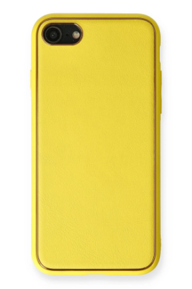 Newface iPhone 7 Kılıf Coco Deri Silikon Kapak - Sarı resmi
