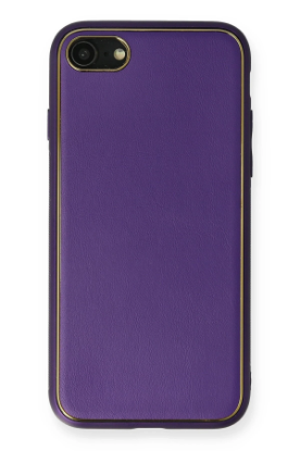 Newface iPhone 7 Kılıf Coco Deri Silikon Kapak - Mor resmi