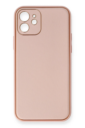 Newface iPhone 12 Kılıf Coco Deri Silikon Kapak - Pembe resmi