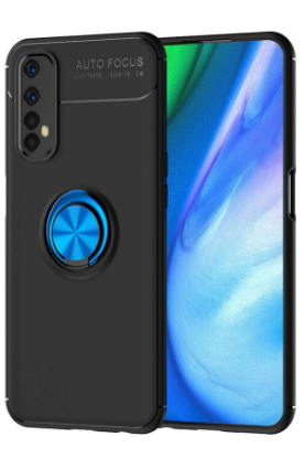 Newface Realme 7 Kılıf Range Yüzüklü Silikon - Siyah-Mavi resmi
