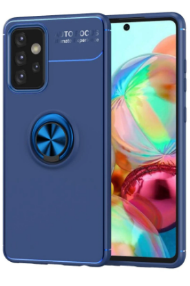 Newface Samsung Galaxy A72 Kılıf Range Yüzüklü Silikon - Mavi resmi