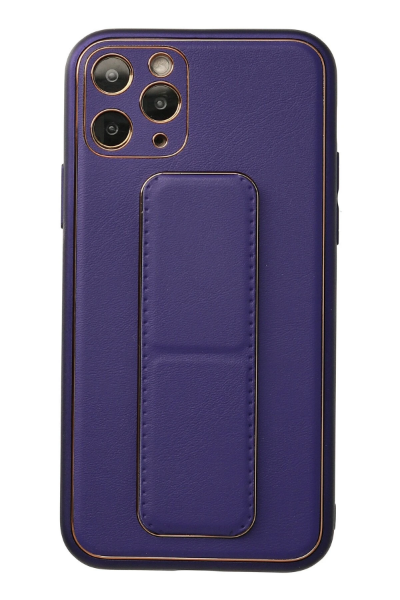 Newface iPhone 11 Pro Kılıf Coco Deri Standlı Kapak - Mor resmi