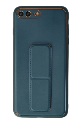 Newface iPhone 7 Plus Kılıf Coco Deri Standlı Kapak - Mavi resmi