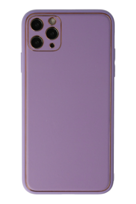 Newface iPhone 11 Pro Max Kılıf Coco Deri Silikon Kapak - Lila resmi